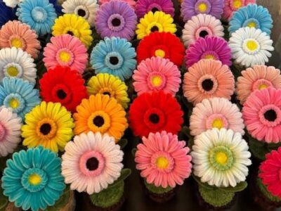 Handmade Fuzzy Wire Flowers