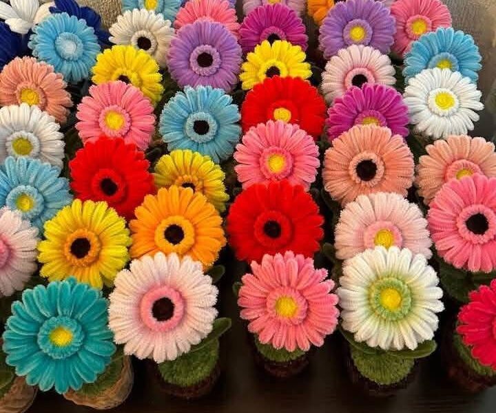 Handmade Fuzzy Wire Flowers